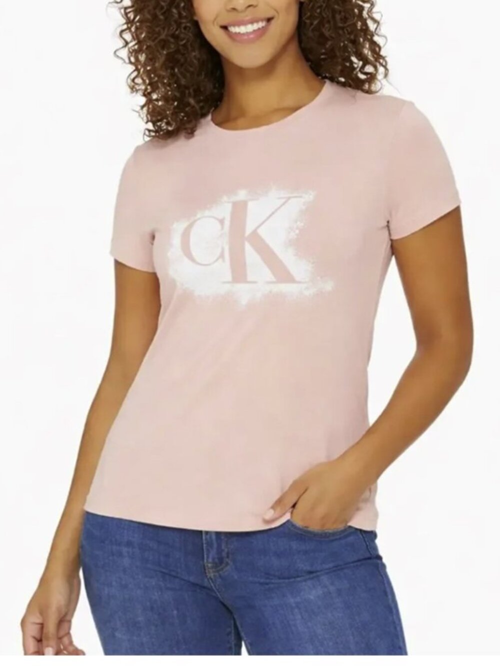Calvin Klein Light Pink Logo Graphic Short Sleeve Crewneck T-Shirt New Size M